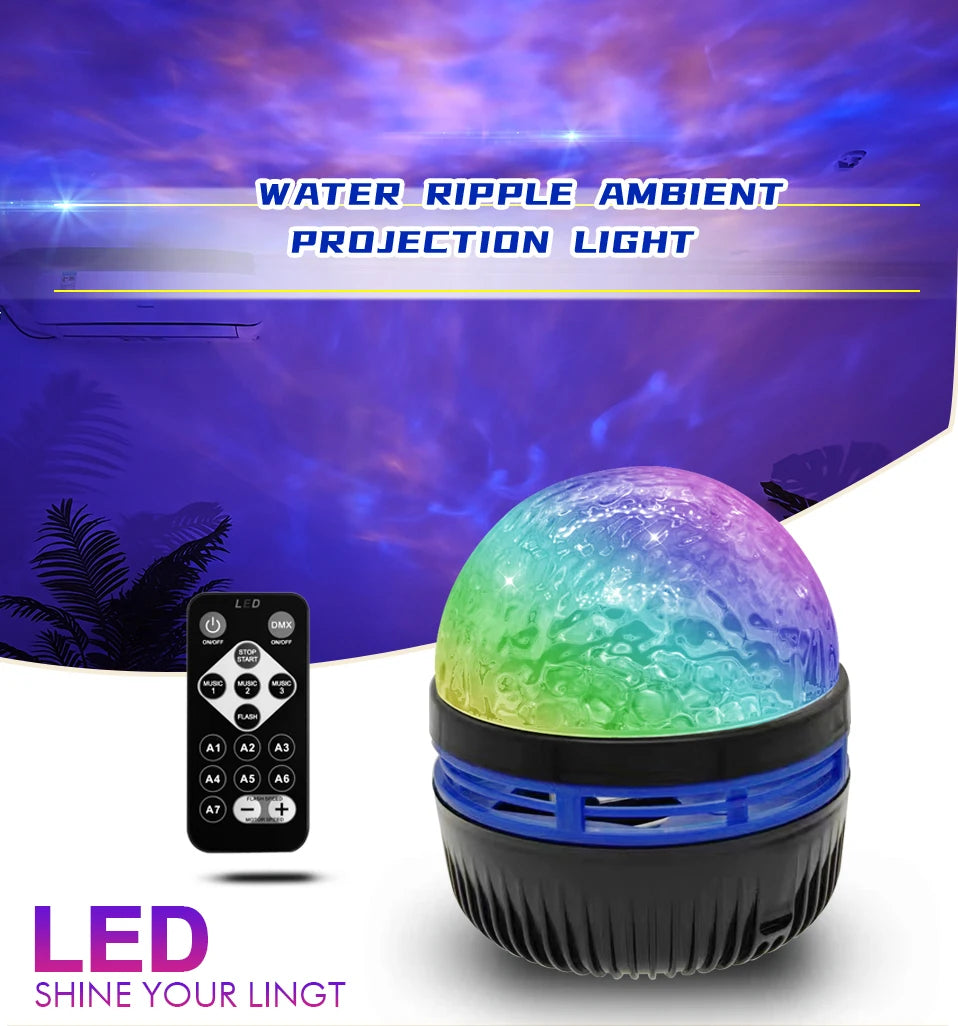 Aurora Projection Stage Light USB LED Projector Christmas Party Decorations Remote Control 7-Color Dreamy Sky Party Night Lights