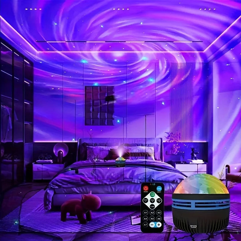 Aurora Projection Stage Light USB LED Projector Christmas Party Decorations Remote Control 7-Color Dreamy Sky Party Night Lights