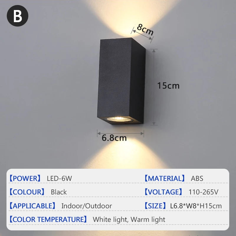 LED Wall Lamp Outdoor IP65 Waterproof GU10 Upper Lower Lighting Porch Courtyard Lights Indoor and Outdoor Decorative Wall Lamp