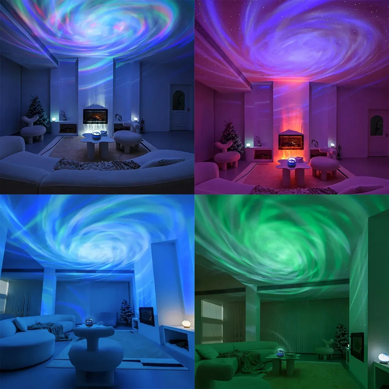 Aurora Projection Stage Light USB LED Projector Christmas Party Decorations Remote Control 7-Color Dreamy Sky Party Night Lights