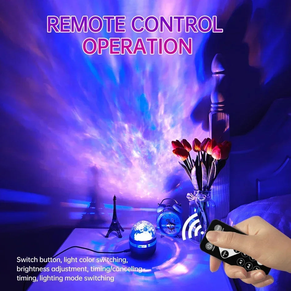 Aurora Projection Stage Light USB LED Projector Christmas Party Decorations Remote Control 7-Color Dreamy Sky Party Night Lights