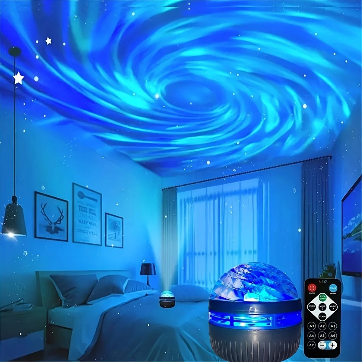 Aurora Projection Stage Light USB LED Projector Christmas Party Decorations Remote Control 7-Color Dreamy Sky Party Night Lights